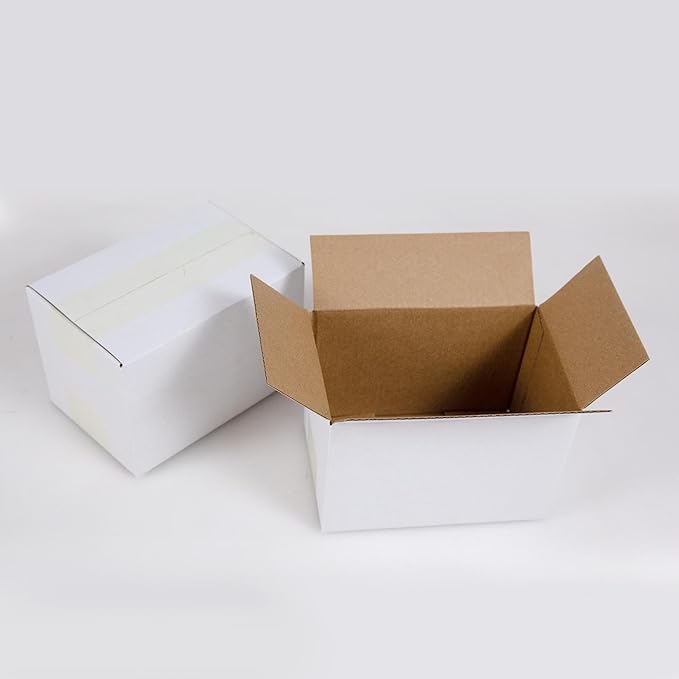 6x4x4 Inches Shipping Boxes Set of 40, White Corrugated Cardboard Box Literature Mailer for Packing Small Business