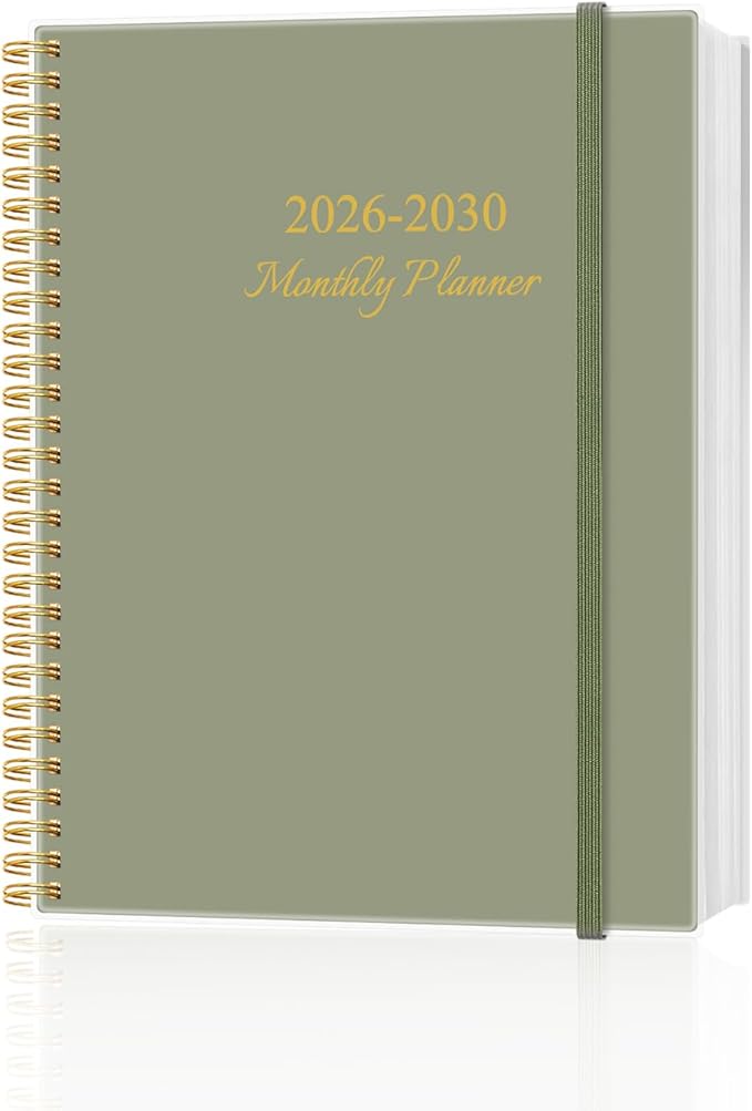 2026-2030 Monthly Planner - 60 Month PLanner Calendar from January 2026 to December 2030, 5 Year Planner 2026-2030 with Flexible Cover, Inner Pocket, Perfect for Home | School | Office, 8.5" x 11", Green