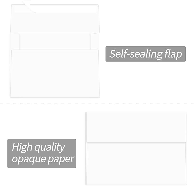 100 Packs 5x7 envelopes, A7 White Envelopes for Invitations Self Seal Printable for Greeting Cards, Weddings, Invitations, Photos, Postcards, Mailing (White)