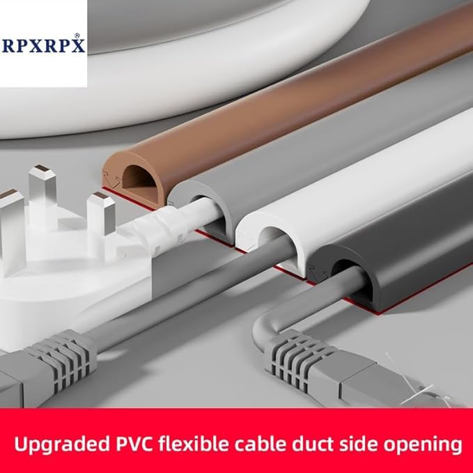 RPXRPXSide Open One Cord Cable Raceway Wire Cover for Cords, Our Cable Track is Best Suited for one Wire (Diameter <0.27"),Wire Raceway Management Cable Concealer Channel (Brown, 390in)