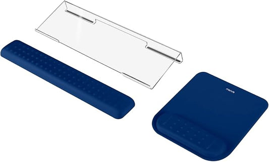 MOSISO Computer Keyboard Stand&Wrist Rest Support for Keyboard &Mouse Pad Set, Ergonomic Massage Wrist Rest Set, Easy Typing Working Acrylic Clear Stand for Office Home, Navy Blue