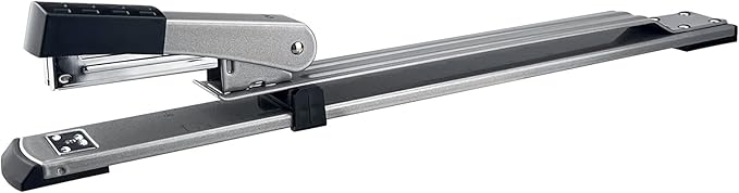 Deli Long Reach Stapler, Booklet Stapler with Jam Resistant, 25 Sheet Capacity, Long Arm Standard Staplers for Booklet, Book Binding, Art Journaling, Silver, 2024 Gifts