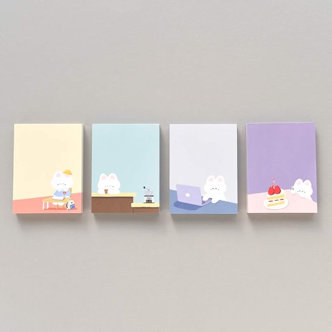 Monolike Memopad Gureum's Daily Life design SET - 4 Packs, 4 Different Designs, 100 Sheets Per Pad, Total 400 Sheets, Note pads, Writing pads