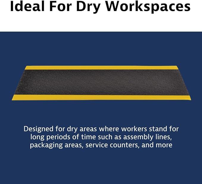 Notrax 411 Sof-Tred™ 3' x 60' x 9/16" Anti Fatigue Mat, Enhanced Slip Resistance with Beveled Edges and Pebbled Surface, Ideal for Industrial and Commercial Workplaces, Black/Yellow, 411R0436BY