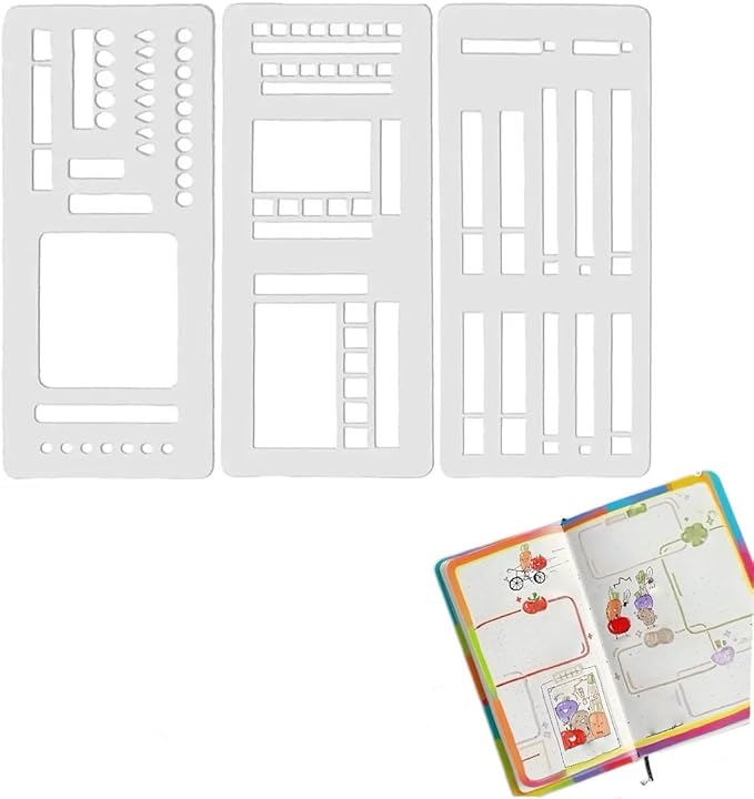 Reusable Flexible Record Template Stencils for Dot Grid Journals, Daily Planning, Journaling, Checklists, Lines, Boxes, Handmade Planner (B)