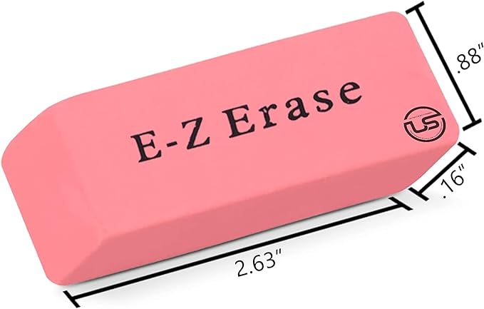 Pink Erasers, 60 Count Rectangular Eraser Bulk Pack, Latex Free Pink Pearl Erasers for School Supplies, Art and Office