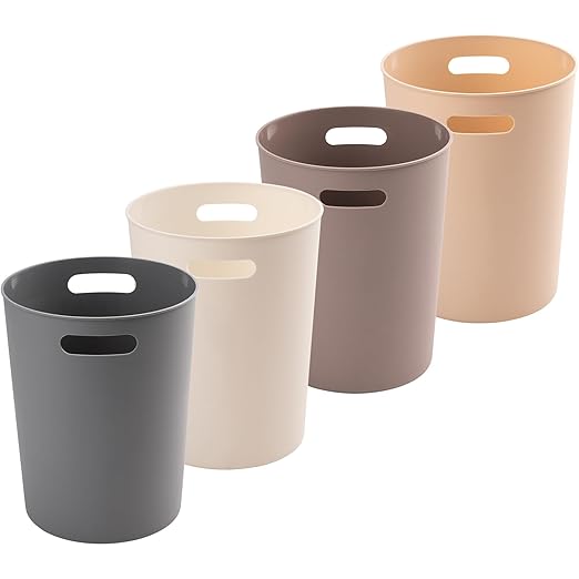 4 Pack Small Trash Can for Bathroom - 3 Gallon/12-Liter Wastebasket, Round Plastic Garbage Container Bin for Bedroom Office.