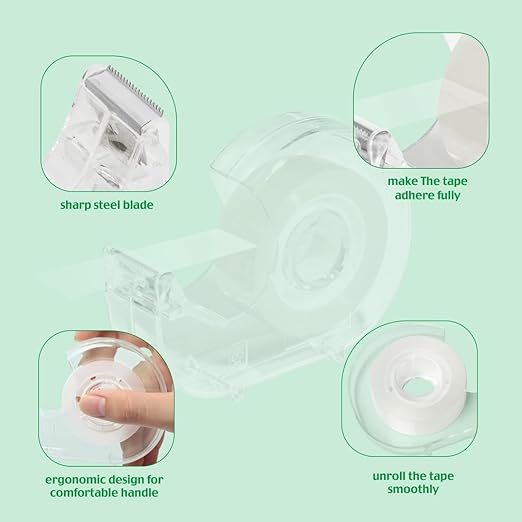 Clear Tape Rolls-12 Pack Transparent Tape Bulk with Dispensers-7/10 X 1000 Inches Glossy Office Tape for School Store