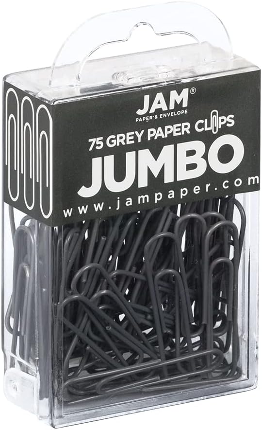 JAM PAPER Colorful Jumbo Paper Clips - Large 2 Inch - Gray Paperclips - 75/Pack