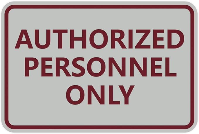 Signs ByLITA Classic Framed Authorized Personnel Only Sign (Light Grey/Burgundy) - Large 2 Pack
