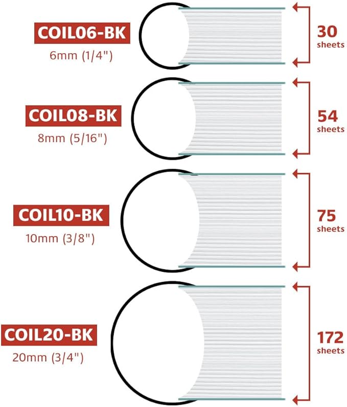 TruBind 18mm (11/16 in.) Spiral Binding Coils for Reports, Presentations and Proposals | 4:1 Pitch | 12 in. Length | Black | 155 Sheets Binding Capacity | 100 Pack