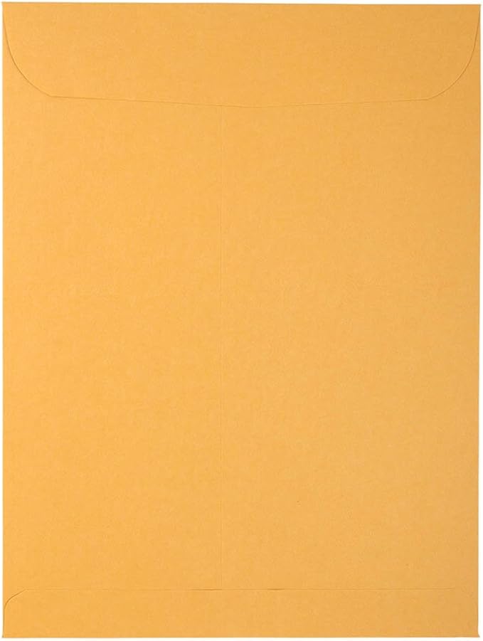 JAM PAPER 9 1/2 x 12 1/2 Open End Catalog Envelopes with Peel and Seal Closure - Brown Kraft Manila - Bulk 500/Box
