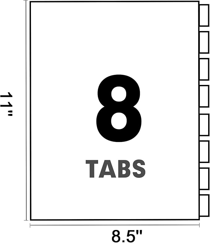 Binder Divider, PANDRI 120 Pack Binder Index Dividers with 8 Insertable Multicolor Big Tabs, Letter Size Paper Binder Divider for School Office Home Business