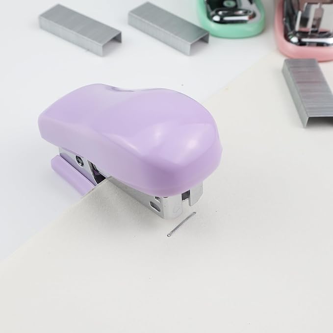 Mini Desktop Stapler Set,20 Sheet Capacity,Includes Built-in Staple Remover and 750PCS No.12 Staples,Small Cute Stapler for Office and School Supplies (Purple)