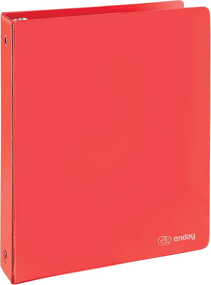 3 Ring Binder 1.5 Inch Red, 1 ½ inch Binder Clear View Cover with 2 Inside Pockets, Colored School Supplies Office and Home – by Enday