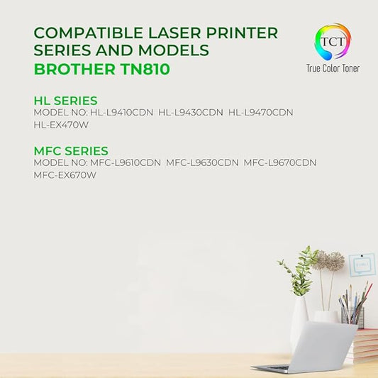 TCT TN810 Color Toner Cartridge 3 Pack - Compatible Replacement for Brother TN810 TN-810 Works with Brother HL‐L9410CDN L9430CDN MFC‐L9610CDN L9630CDN Printers (Cyan Magenta Yellow)