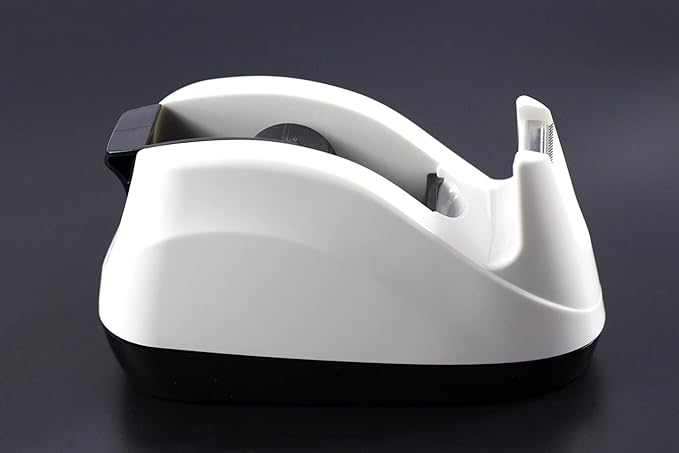 Heavy Base Nonskid Desk Tape Dispenser One-Hand Dispensing, White, 2 Pack
