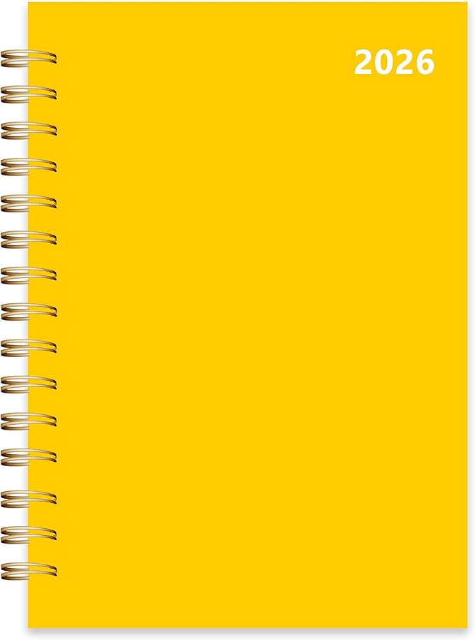 Planner 2026 January to December, 5.5" x 8.5" Daily Weekly and Monthly Calendar Planner for Productivity, Goal Setting & Time Management, Organizer for Work, School & Life - Yellow Hard Cover
