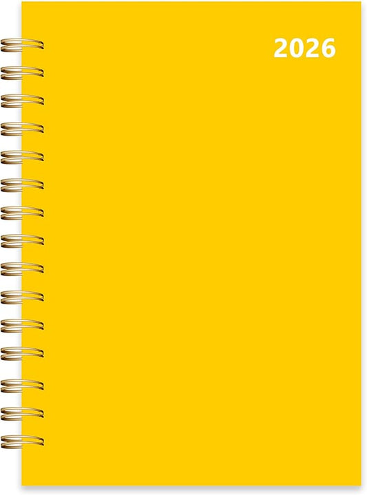 Planner 2026 January to December, 5.5" x 8.5" Daily Weekly and Monthly Calendar Planner for Productivity, Goal Setting & Time Management, Organizer for Work, School & Life - Yellow Hard Cover