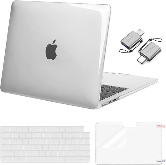 MOSISO Compatible with MacBook Air 13 inch Case 2025 2024 2023 2022 M4 A3240 M3 A3113 M2 A2681, Plastic Hard Shell&Keyboard Cover&Screen Film&Type C for MacBook Air 13.6 inch Case, Crystal Clear