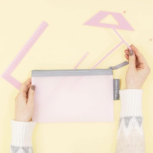 Craftelier - Complete Kit of Binding Rulers + Gift Set - Includes L Ruler + T Ruler + Separation Guide + Corner Cutting Square + Case + Instruction Manual - Color Pink