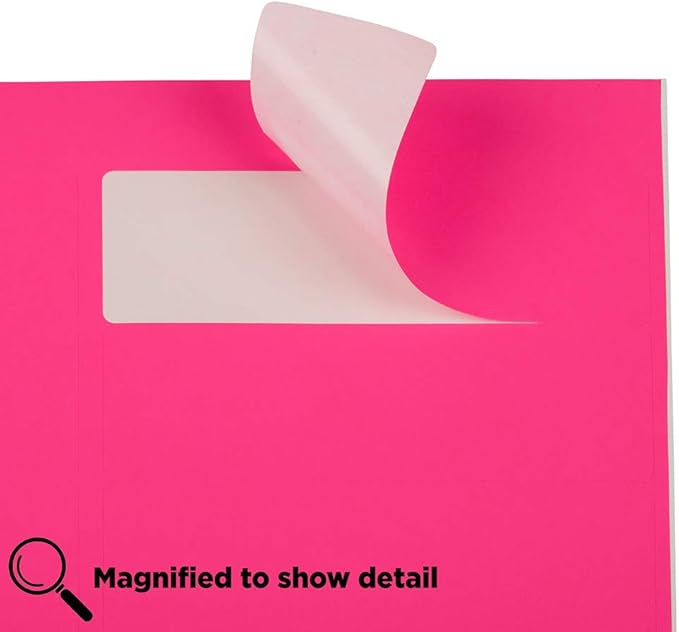 JAM Paper® Address Labels - 1 1/3 x 4 in - Neon Pink - 14 Labels per Sheet, 126 Per Pack