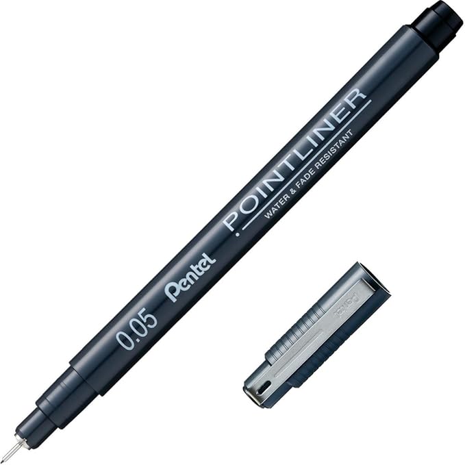 Pentel Arts Pointliner Pen, (0.05mm), Black Ink, Box of 12 Pens (S20P-05A)
