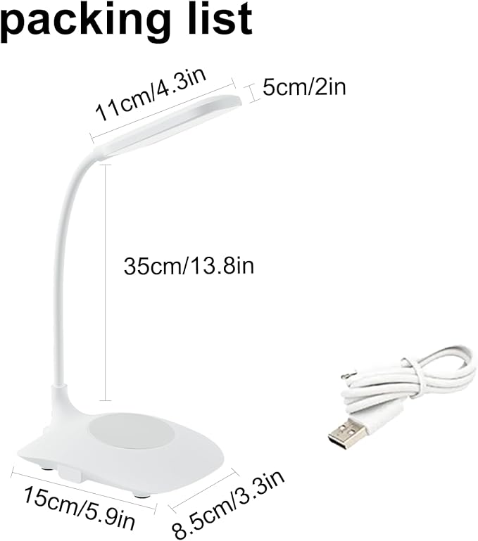 LED Desk Lamp Wireless Charging Desk Lamp with Touch Control Dimmable Office Desk Light Eye-Caring Office Lamp with Adjustable Gooseneck Table Lamp, Reading Lamp Table Lamp for Bedroom Bedside Study