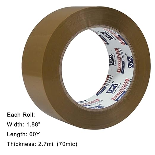 PERFECTAPE Heavy Duty Packing Tape 36 Rolls, Total 2160Y, Brown, 2.7 mil, 1.88 inch x 60 Yards, Ultra Strong, Refill for Packaging and Shipping