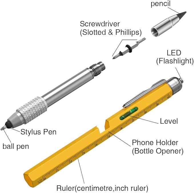 Dad Gifts for Fathers Day, 10 in 1 Multitool Pen, Stocking Stuffers for Mens Gifts for Him Husband, Father's Day for dad, Birthday for Men, Tools Cool Gadgets,Office Gift