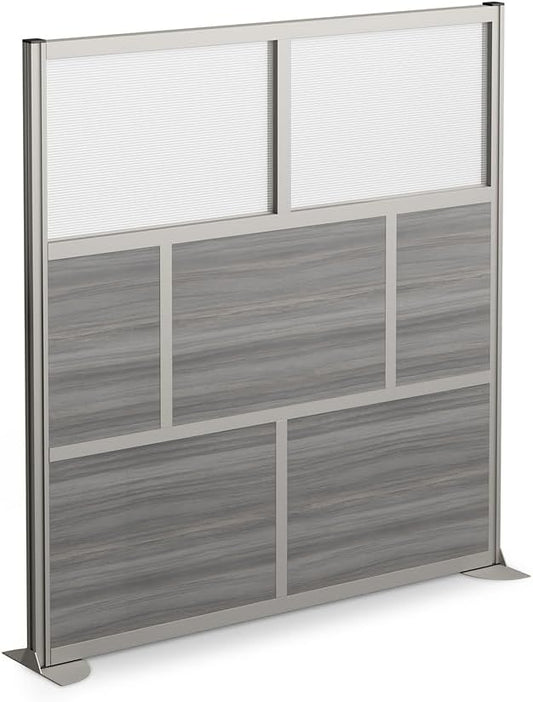 NBF Office Partition Room Divider - 76" H x 72" W Gray, Large Privacy Screen, Portable Partition Wall, Free Standing Office Divider