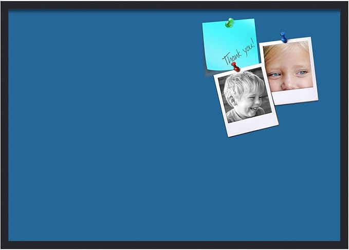 PinPix 40x28 Inch Cork Bulletin Board. This Decorative Framed Pin Board Comes with Navy Pastel Design and a Satin Black Frame. Ideal for Home Office Decor or Message Board (PinPix-1811)