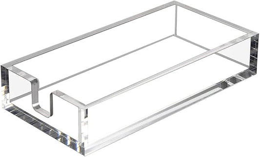 HIIMIEI Acrylic Napkin Holder for Bathroom, Acrylic Guest Towel Holder, Bathroom Napkins Guest Disposable Holder, Hand Towel Tray for Kitchen, Parties, Weddings, Party, Hotel, Restaurant（Clear）