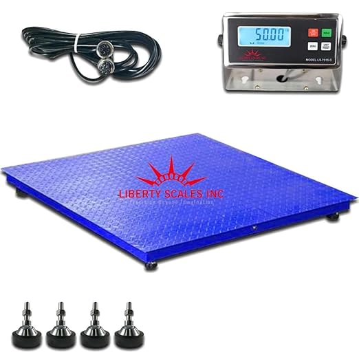Liberty LS-700-4X6 Heavy Duty General Purpose Floor Scale | 48" x 72" | Capacity of 5000 lbs x 1 lb + Blue