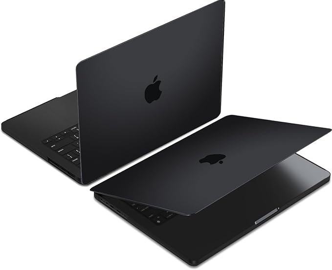 KEROM Space Black Case for MacBook Pro 14 inch 2025-2021 M5 M4 M3 M2 M1 Pro/Max Chip A3434 A3112 A3185 A3401 A2918 A2992 A2779 A2442, Frosted Matte Plastic Hardshell & Keyboard Cover, Black Clear