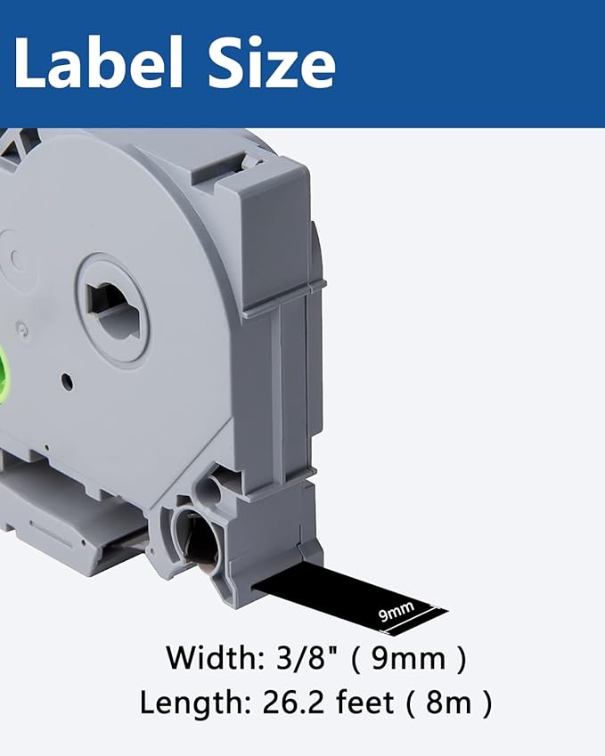 Tz Tape 9mm 0.35 Laminated Black Compatible for Brother TZe-325 TZe325 Label Maker Tape for PT D200 D210 D220 D400 Cube, White on Black, 3/8 Inch x 26.2 Feet, 3-Pack