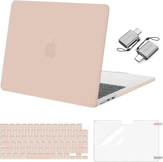 MOSISO Compatible with MacBook Air 13 inch Case 2025 2024 2023 2022 M4 A3240 M3 A3113 M2 A2681, Plastic Hard Shell&Keyboard Cover&Screen Film&Type C for MacBook Air 13.6 inch Case, Camel