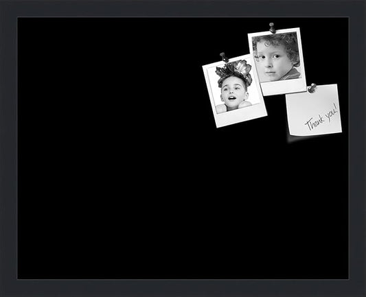 PinPix 19x15 Inch Cork Bulletin Board. This Decorative Framed Pin Board Comes with Solid Black Design and a Satin Black Frame. Ideal for Home Office Decor or Message Board (PinPix-622)