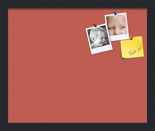 PinPix 17x14 Inch Cork Bulletin Board. This Decorative Framed Pin Board Comes with Crimson Pastel Design and a Satin Black Frame. Ideal for Home Office Decor or Message Board (PinPix-1807)