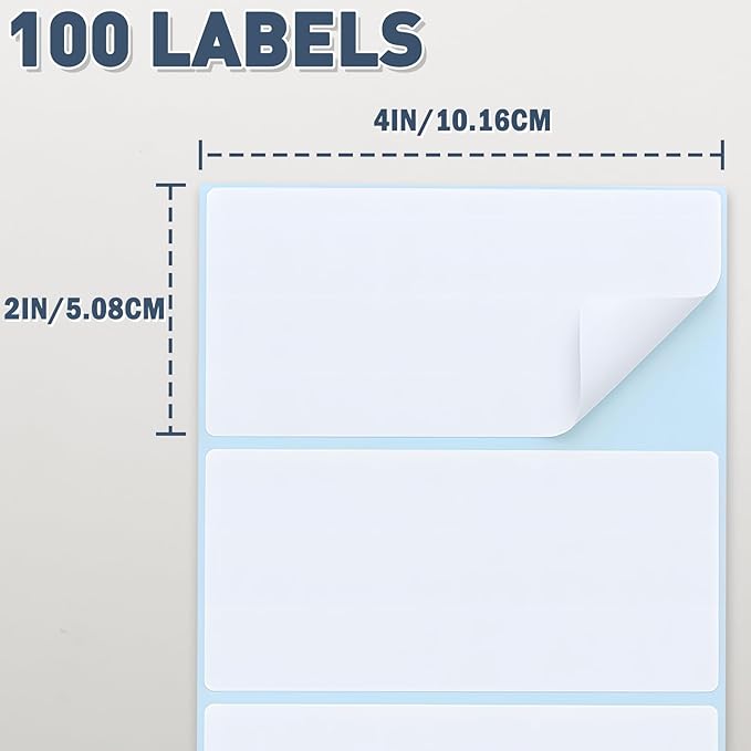 JTIEO 2" x 4" Sticker Labels Direct Thermal Labels 100Pcs Shipping Label, Compatible with Zebra & Rollo Label Printer.