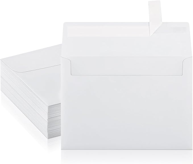 Envelopes self seal, 5×7 inches, White A7 Envelopes for Wedding Invitations, Photo Storage, Greeting Card Enclosures, 50 packs（white）