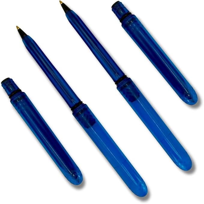 The USA Made Compact Pen – 4 Pack of Translucent Jewel Toned Aesthetic Ballpoint Pens – Chic, Compact & Colorful – for Stationery, School, Work or Journals (Sapphire)