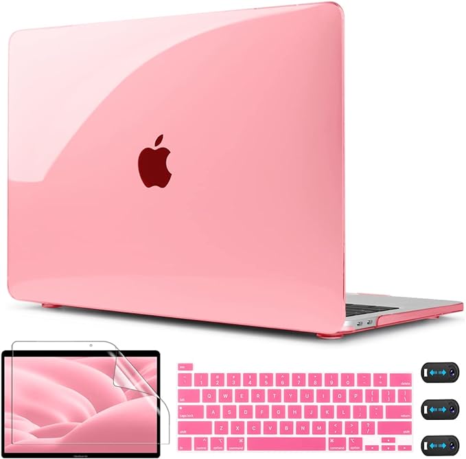 CISSOOK for MacBook Pro 13 Inch Case Pink, Hard Shell Case with Keyboard Cover Screen Protector for MacBook Pro 13 2025-2020 Released M2 A2338 M1 A2251 A2289 Model with Touch Bar -Clear Pink
