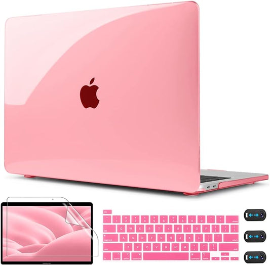 CISSOOK for MacBook Pro 13 Inch Case Pink, Hard Shell Case with Keyboard Cover Screen Protector for MacBook Pro 13 2025-2020 Released M2 A2338 M1 A2251 A2289 Model with Touch Bar -Clear Pink