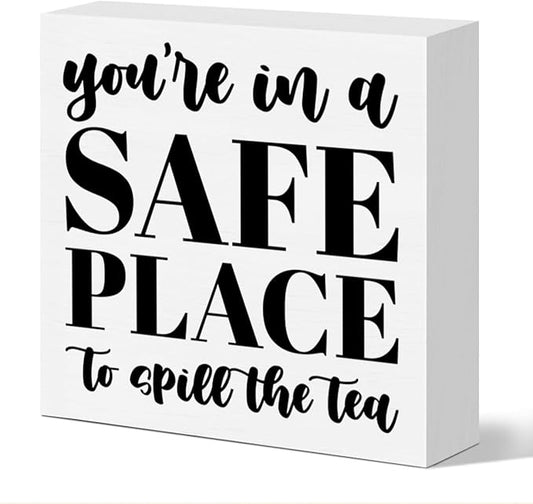 Therapy Office Desk Decor Wooden Box Sign Mental Health Decor for Home School Counseling Psychologist Therapist Office Classroom Treatment Room Decoration Gift for Counselor Psychologist Therapist