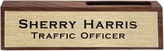 Personalized Business Desk Name Plate with Card Holder Custom Desk Nameplate Support Adding Logo 2" x 8"