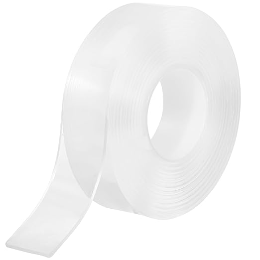 Nano Double Sided Mounting Tape Roll, Clear Tape, 1"x120" (10 ft) – Strong Reusable Adhesive for Wall, Shelves, Picture Hanging, Posters, Décor, Crafts, DIY Projects, Custom Lengths