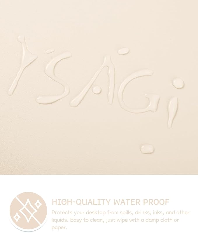 YSAGi Non-Slip Leather Desk Pad, Desk Matt for Desktop, Waterproof Laptop Computer Keyboard Mat, Table Protector Blotter Mat, Large Mouse Pad for Office/Work/Home/Decor(Beige, 31.5" x 15.7")