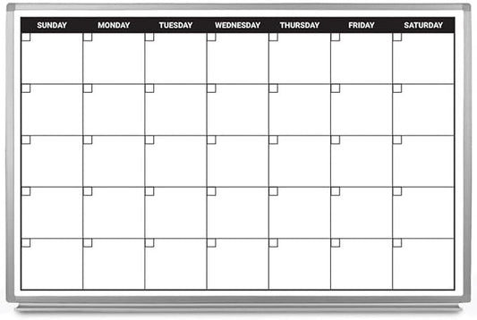 Month Calendar Dry-Erase Scheduling Whiteboard 48" x 36"