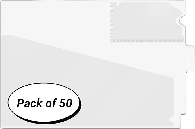 Doctor Stuff - Center Tab Vinyl Outguides, Diagonal Cut Front Pocket, Top Charge Out Slip Pocket, Plastic File Folder, Letter Size 9" x 13-1/4", Frosty Clear, 50/Box